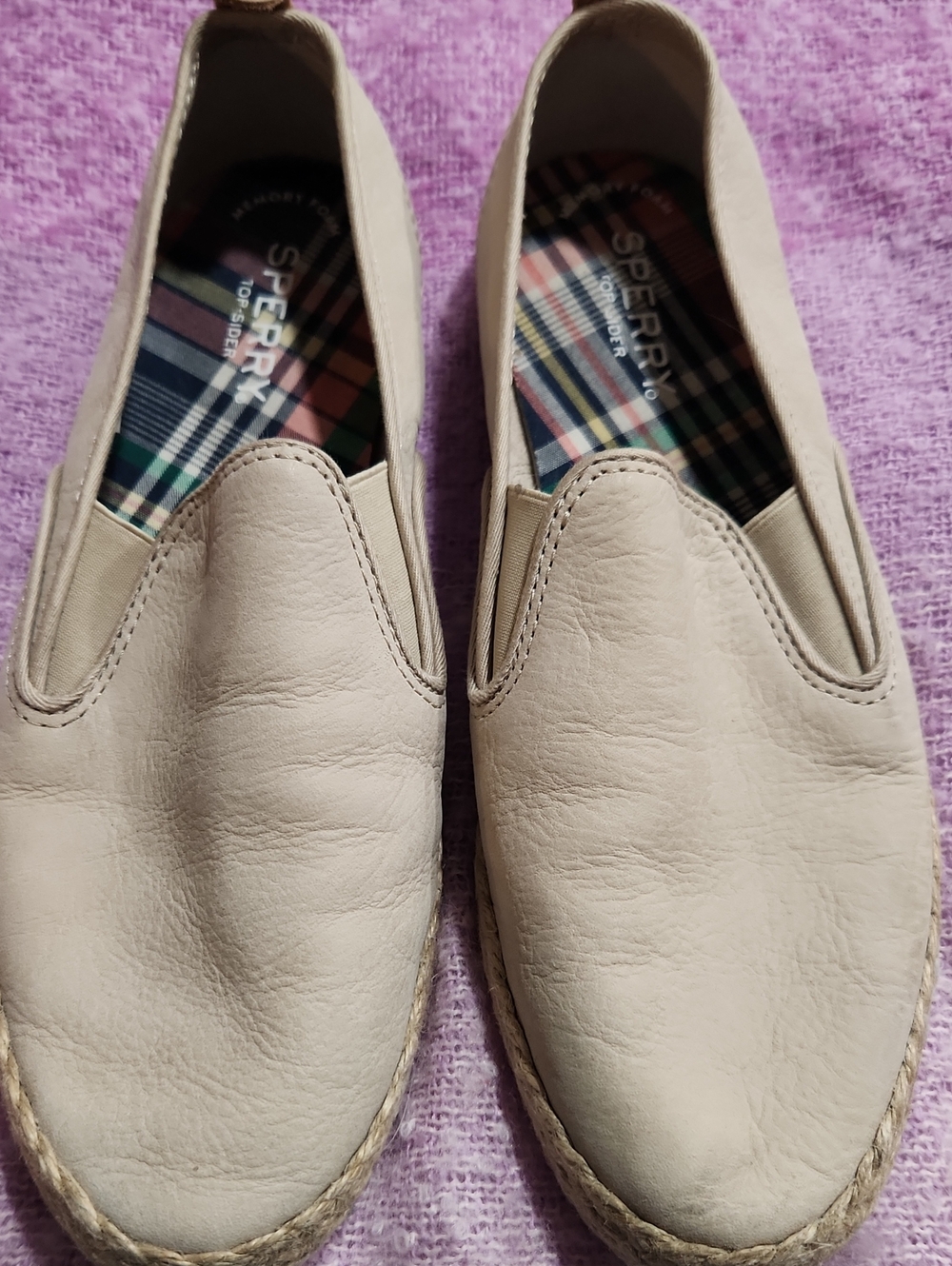 Sperry Women’s Slip-On Loafers in Light Beige Leather